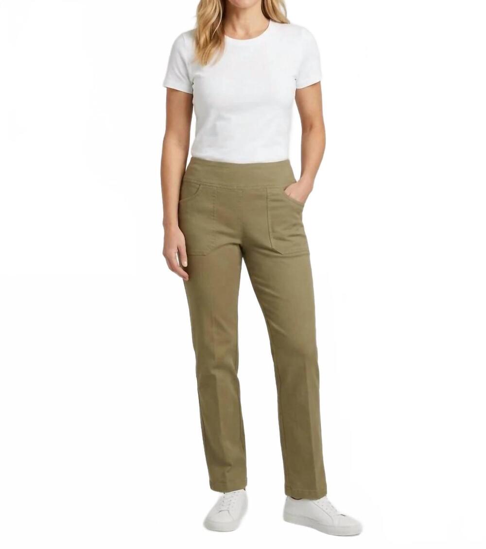 NEW ELLIOTT LAUREN modern twill pull on pant with pockets in olive